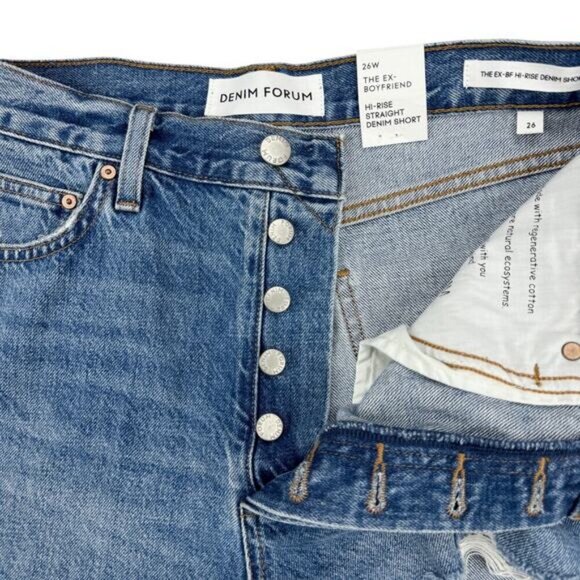 Aritzia Denim Forum The Ex-Boyfriend Hi-Rise Straight Denim Short Size 26 - Picture 4 of 10
